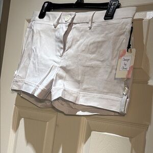 Women's White Cuffed Jean Shorts